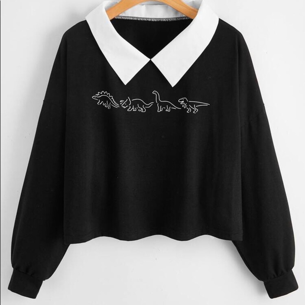 Cropped ROMWE Dinosaur Long Sleeve